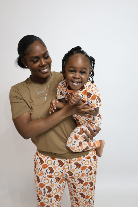 Orange Howdy Matching Mommy Pj Set