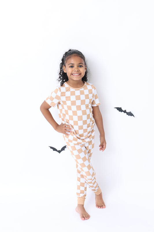 Brown Checkered Board Pajama Set