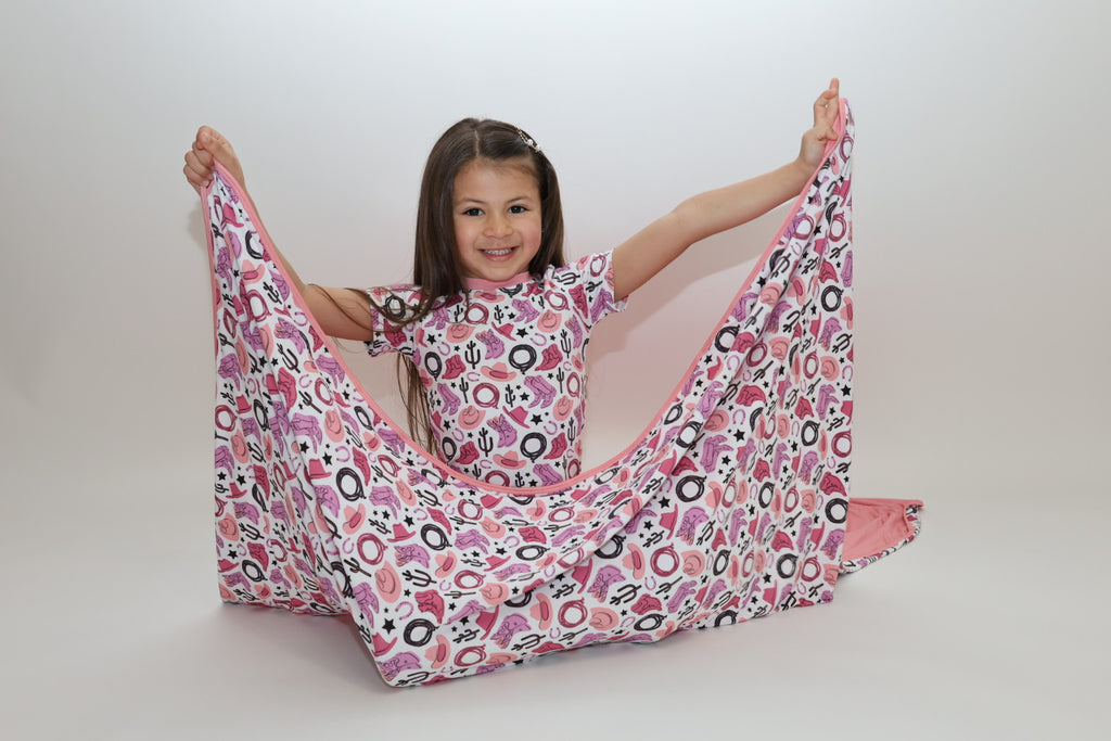 Pink Howdy Cowgirl Blanket