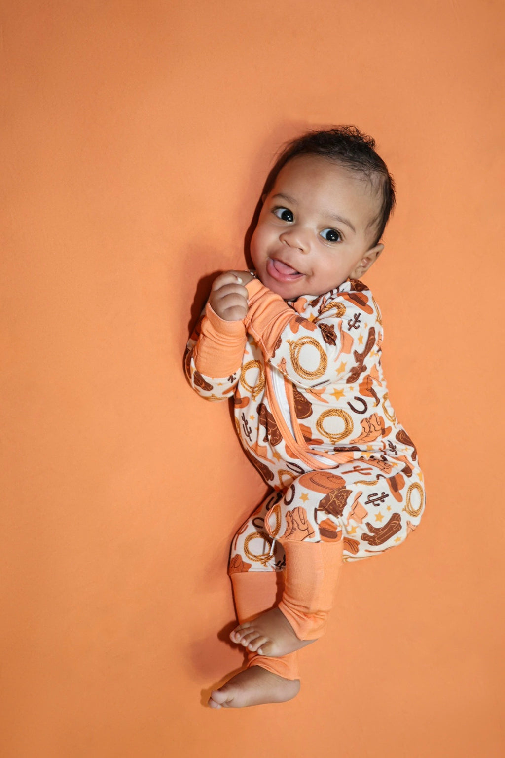 Orange Howdy Baby Onesie PJ's