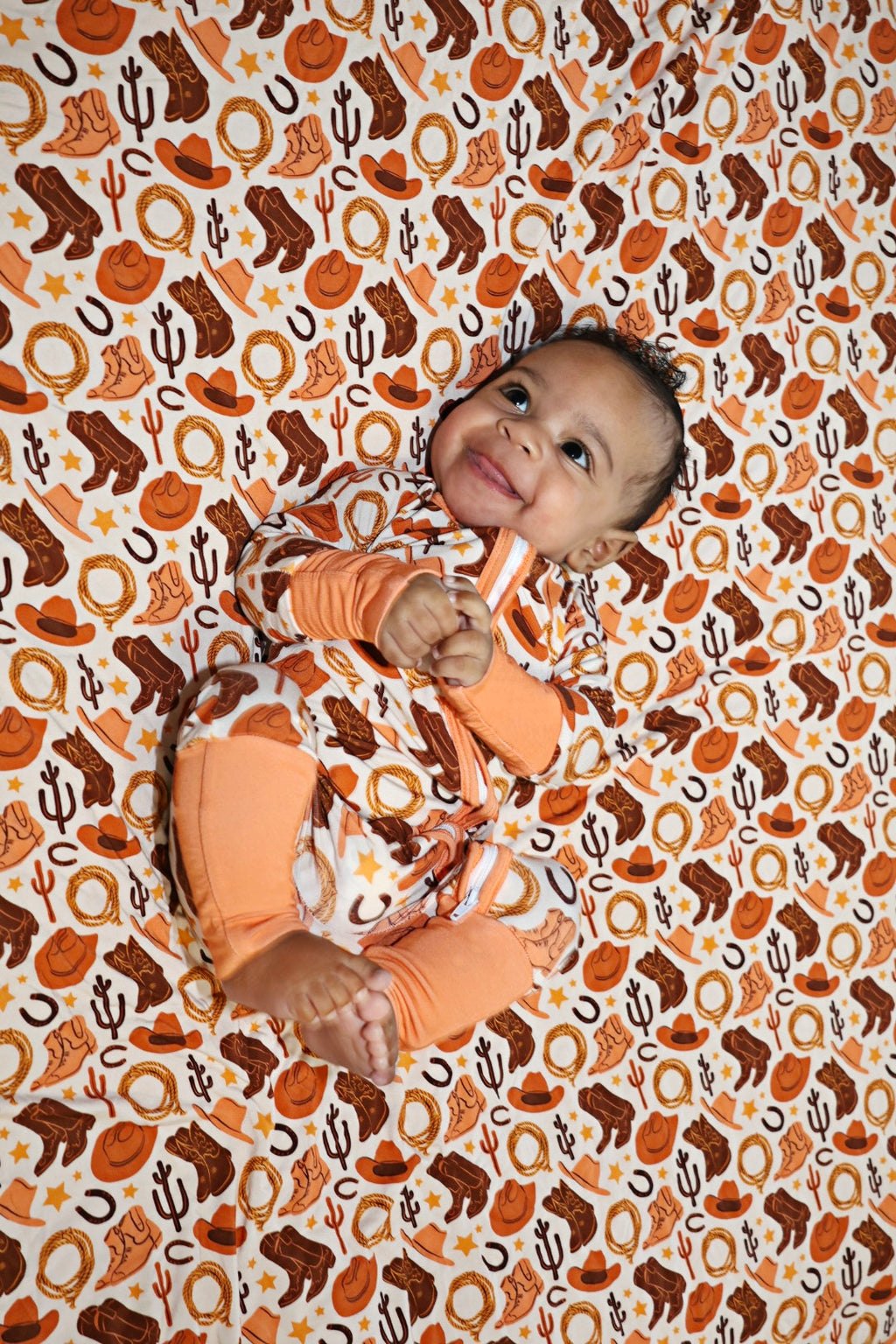 Orange Howdy Baby Onesie PJ's