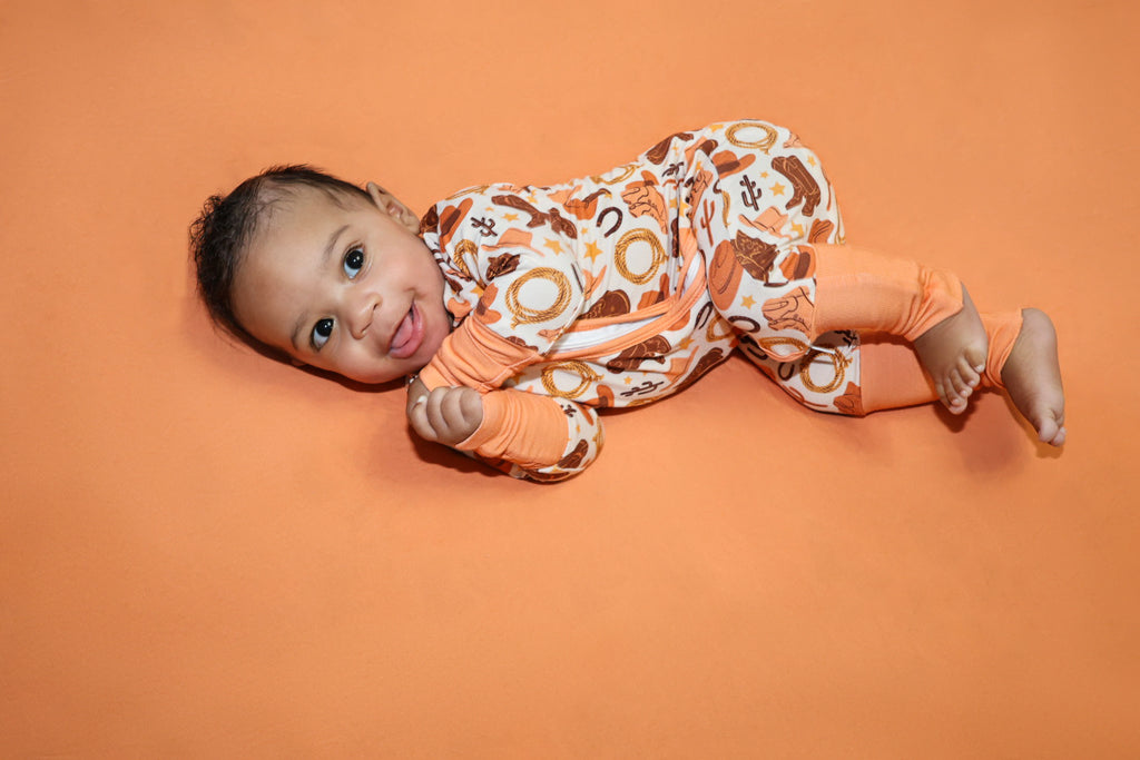 Orange Howdy Baby Onesie PJ's
